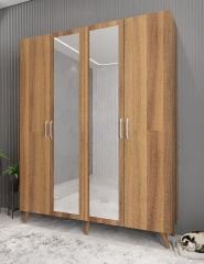 Açelya Aynalı Portmanto Vestiyer Ayakkabılık Ceviz - M2