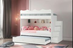 Grey Tamamı Mdf Çelik Destekli Yavrulu Ranza  Byz- Ücretsiz Kurulum