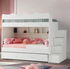 Grey Tamamı Mdf Çelik Destekli Yavrulu Ranza  Byz- Ücretsiz Kurulum