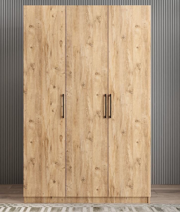 Moma 3 Kapaklı Gizli Çekmeceli Gardırop Dolap Çam - Ücretsiz Kurulum