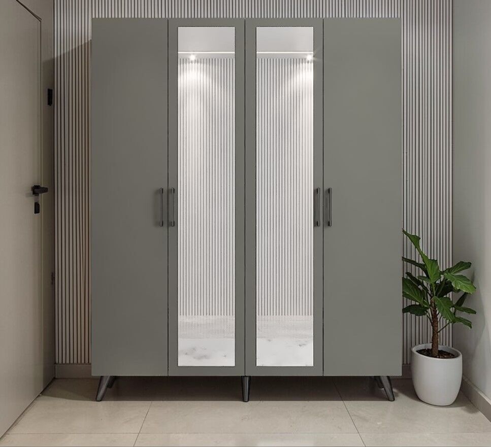 Açelya Aynalı Portmanto Vestiyer Ayakkabılık Füme - M2