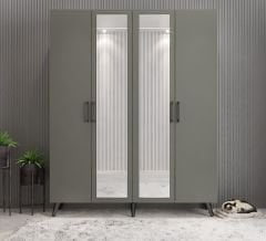 Açelya Aynalı Portmanto Vestiyer Ayakkabılık Füme - M2