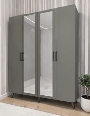 Açelya Aynalı Portmanto Vestiyer Ayakkabılık Füme - M2