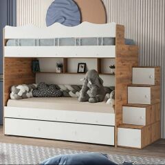 Grey Tamamı Mdf Çelik Destekli Yavrulu Ranza  BC- Ücretsiz Kurulum