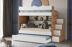 Grey Tamamı Mdf Çelik Destekli Yavrulu Ranza  BC- Ücretsiz Kurulum