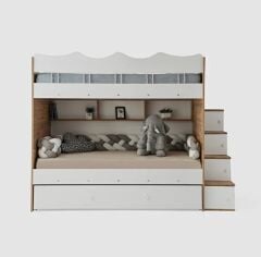 Grey Tamamı Mdf Çelik Destekli Yavrulu Ranza  BC- Ücretsiz Kurulum