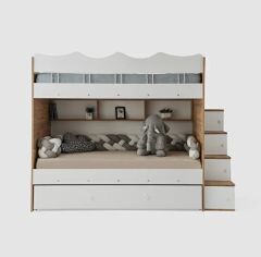 Grey Tamamı Mdf Çelik Destekli Yavrulu Ranza  BC- Ücretsiz Kurulum