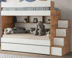 Grey Tamamı Mdf Çelik Destekli Yavrulu Ranza  BC- Ücretsiz Kurulum