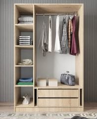 Moma 3 Kapaklı Gizli Çekmeceli Gardırop Dolap MB - Ücretsiz Kurulum