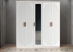 Solaris Membran 5 Kapaklı Gardırop Montaj Dahil - Beyaz