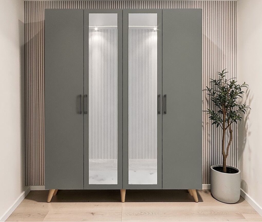 Açelya Aynalı Portmanto Vestiyer Ayakkabılık Çam Füme - M2