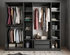 Cartel 6 Kapaklı Gizli Çekmeceli Gardırop Dolap Füme - Ücretsiz Kurulum