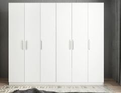 Cartel 6 Kapaklı Gizli Çekmeceli Gardırop Dolap Beyaz - Ücretsiz Kurulum