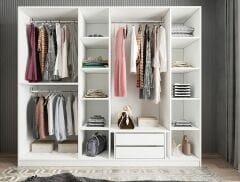 Cartel 6 Kapaklı Gizli Çekmeceli Gardırop Dolap Beyaz - Ücretsiz Kurulum