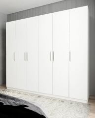 Cartel 6 Kapaklı Gizli Çekmeceli Gardırop Dolap Beyaz - Ücretsiz Kurulum