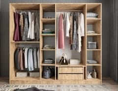 Cartel 6 Kapaklı Gizli Çekmeceli Gardırop Dolap Çam - Ücretsiz Kurulum