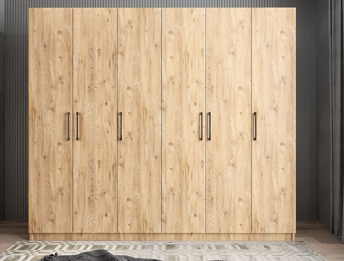 Cartel 6 Kapaklı Gizli Çekmeceli Gardırop Dolap Çam - Ücretsiz Kurulum