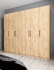 Cartel 6 Kapaklı Gizli Çekmeceli Gardırop Dolap Çam - Ücretsiz Kurulum