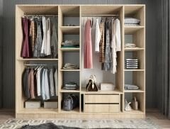 Cartel 6 Kapaklı Gizli Çekmeceli Gardırop Dolap MB - Ücretsiz Kurulum