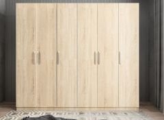 Cartel 6 Kapaklı Gizli Çekmeceli Gardırop Dolap Meşe - Ücretsiz Kurulum