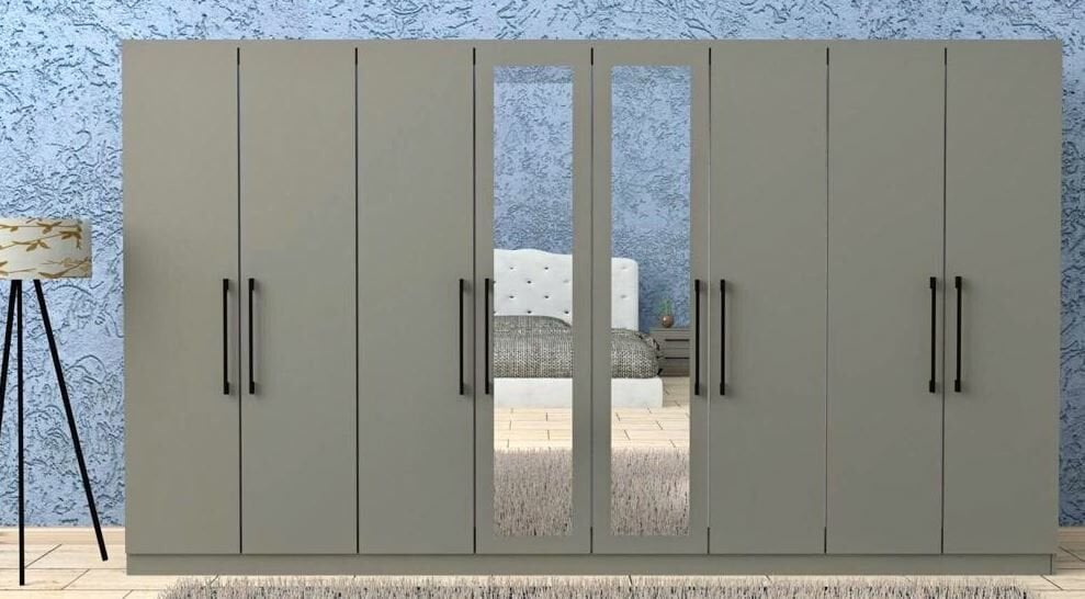 Damla 8 Kapaklı Dolap Gardırop Füme - Ücretsiz Kurulum