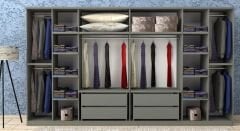 Damla 8 Kapaklı Dolap Gardırop Füme - Ücretsiz Kurulum