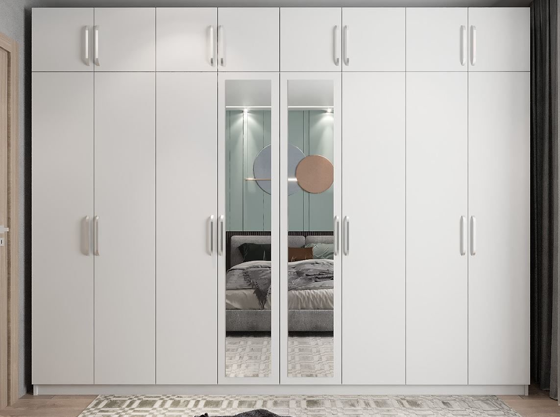 Hugo 8 Kapaklı Dolap Gardırop Beyaz - Ücretsiz Kurulum