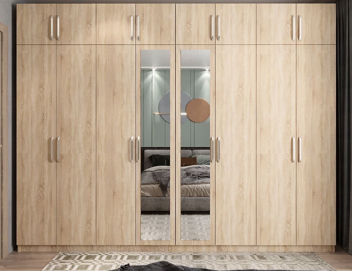 Hugo 8 Kapaklı Dolap Gardırop Meşe - Ücretsiz Kurulum