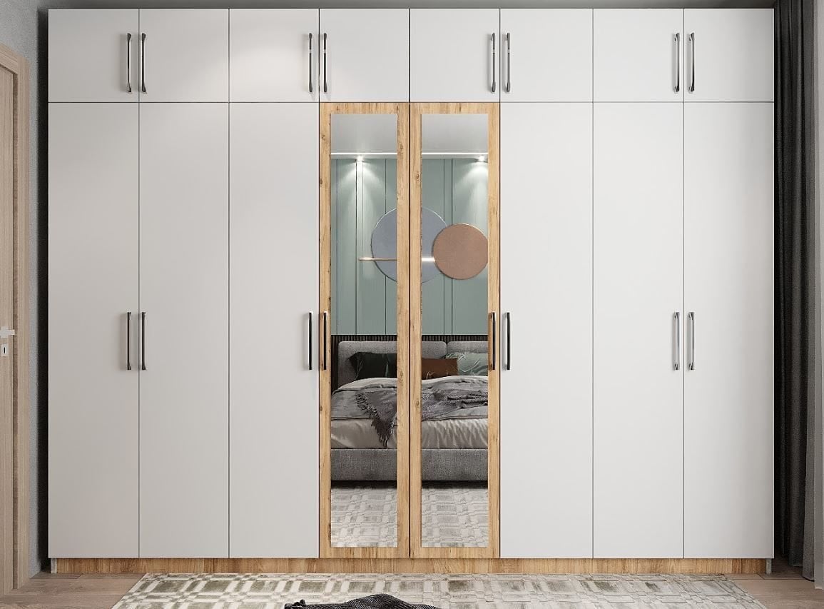 Hugo 8 Kapaklı Dolap Gardırop Çam Beyaz - Ücretsiz Kurulum