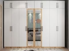 Hugo 8 Kapaklı Dolap Gardırop Çam Beyaz - Ücretsiz Kurulum