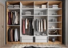 Hugo 8 Kapaklı Dolap Gardırop Çam Beyaz - Ücretsiz Kurulum