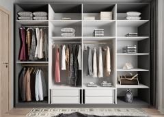 Hugo 8 Kapaklı Dolap Gardırop Füme Beyaz - Ücretsiz Kurulum