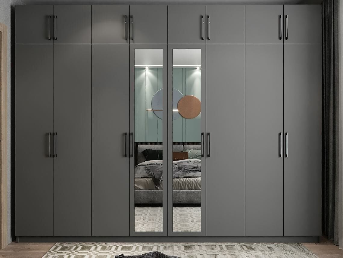 Hugo 8 Kapaklı Dolap Gardırop Füme - Ücretsiz Kurulum