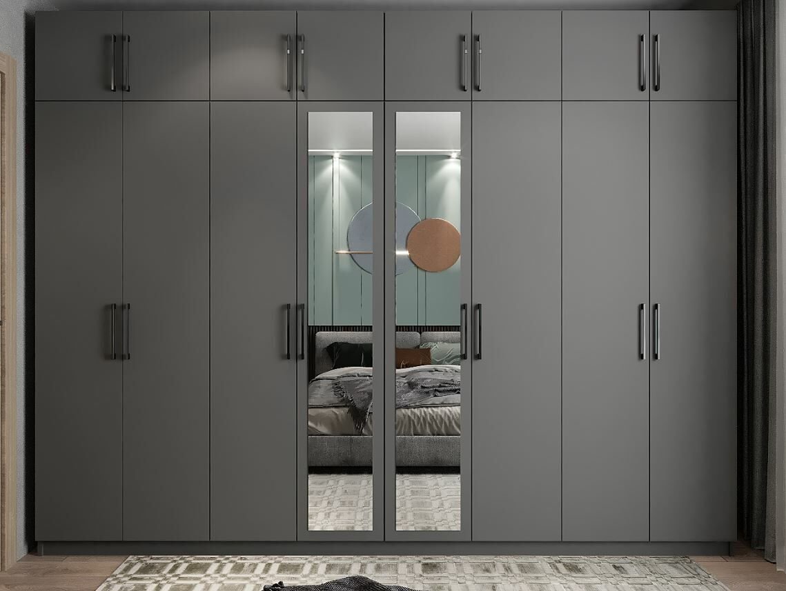 Hugo 8 Kapaklı Dolap Gardırop Füme - Ücretsiz Kurulum