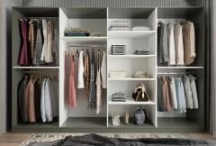 Terra 8 Kapaklı Dolap Gardırop Füme Beyaz - Ücretsiz Kurulum