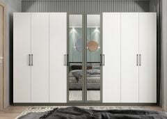 Terra 8 Kapaklı Dolap Gardırop Füme Beyaz - Ücretsiz Kurulum