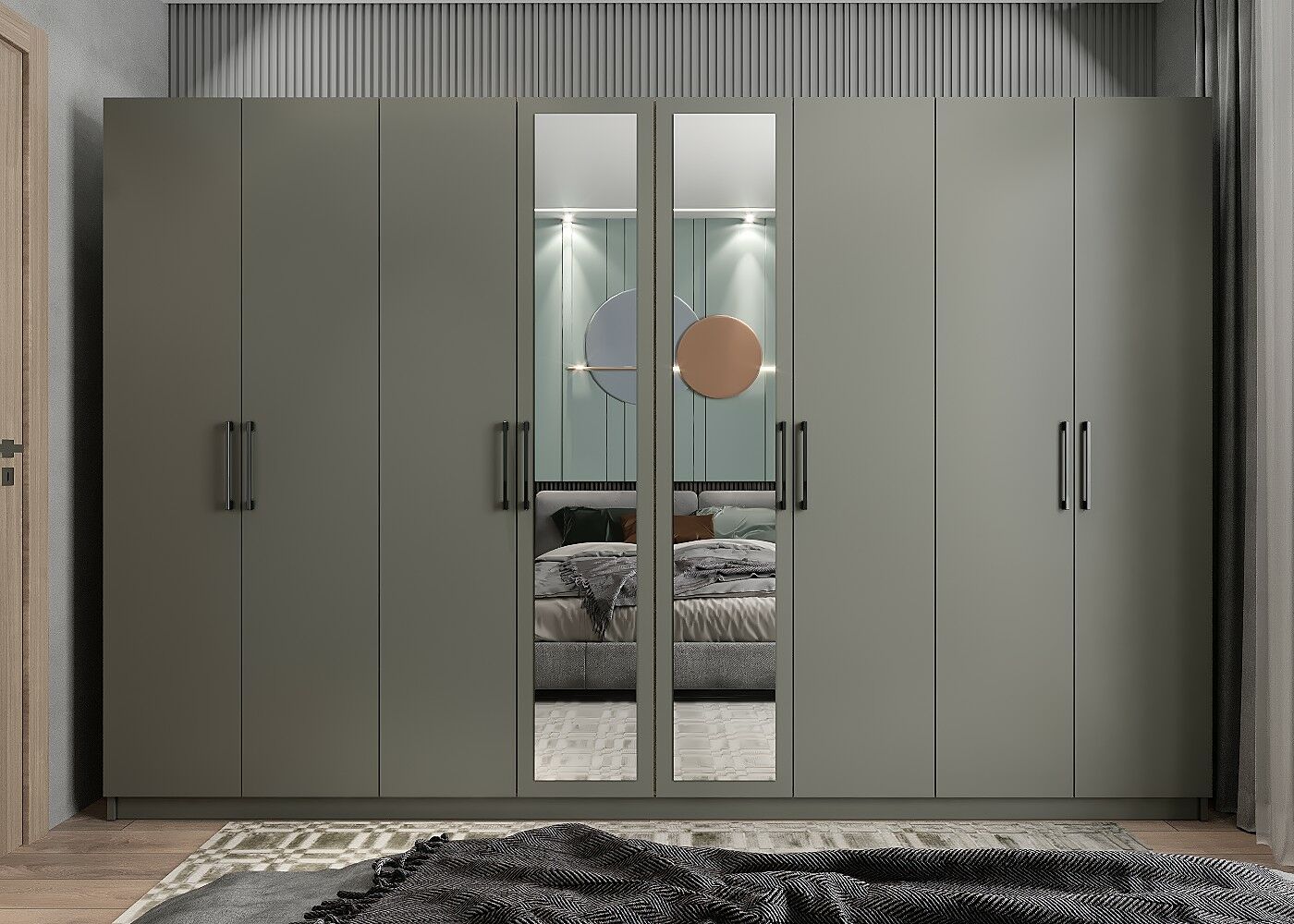 Terra 8 Kapaklı Dolap Gardırop Füme - Ücretsiz Kurulum