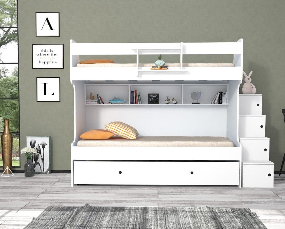 Sardunya Tamamı Mdf Yavrulu Seyyar Merdivenli Ranza Montaj Dahil Byz