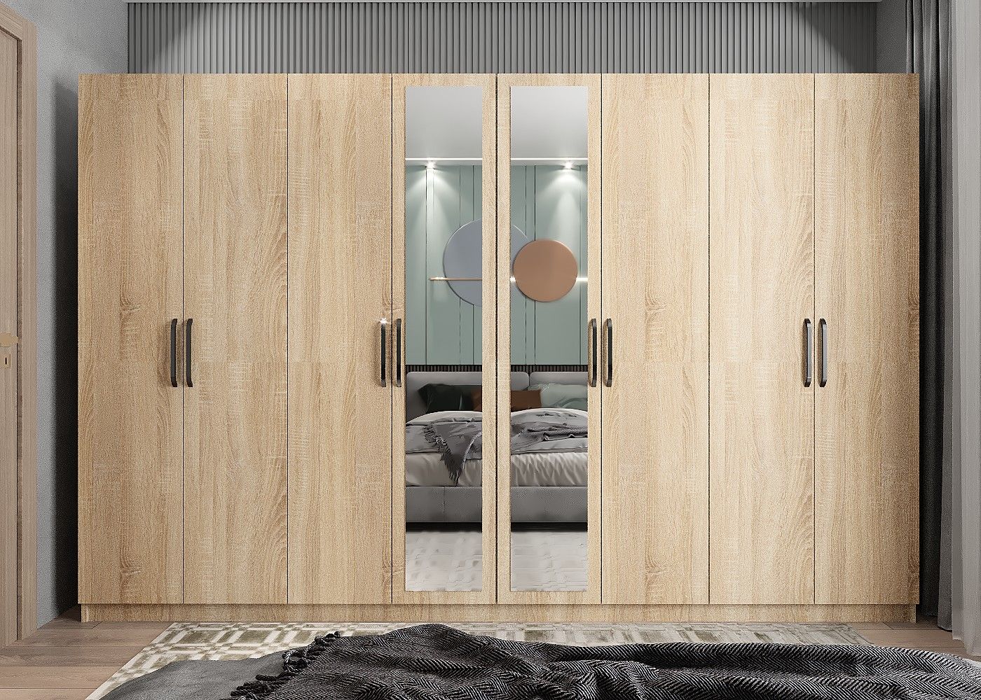 Terra 8 Kapaklı Dolap Gardırop Meşe - Ücretsiz Kurulum