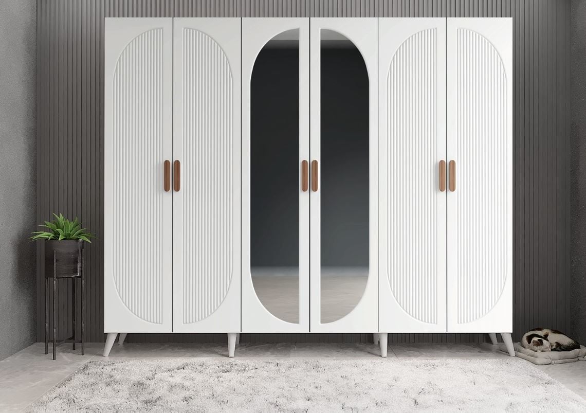 Monet Membran 6 Kapaklı Portmanto Vestiyer Montaj Dahil - Beyaz