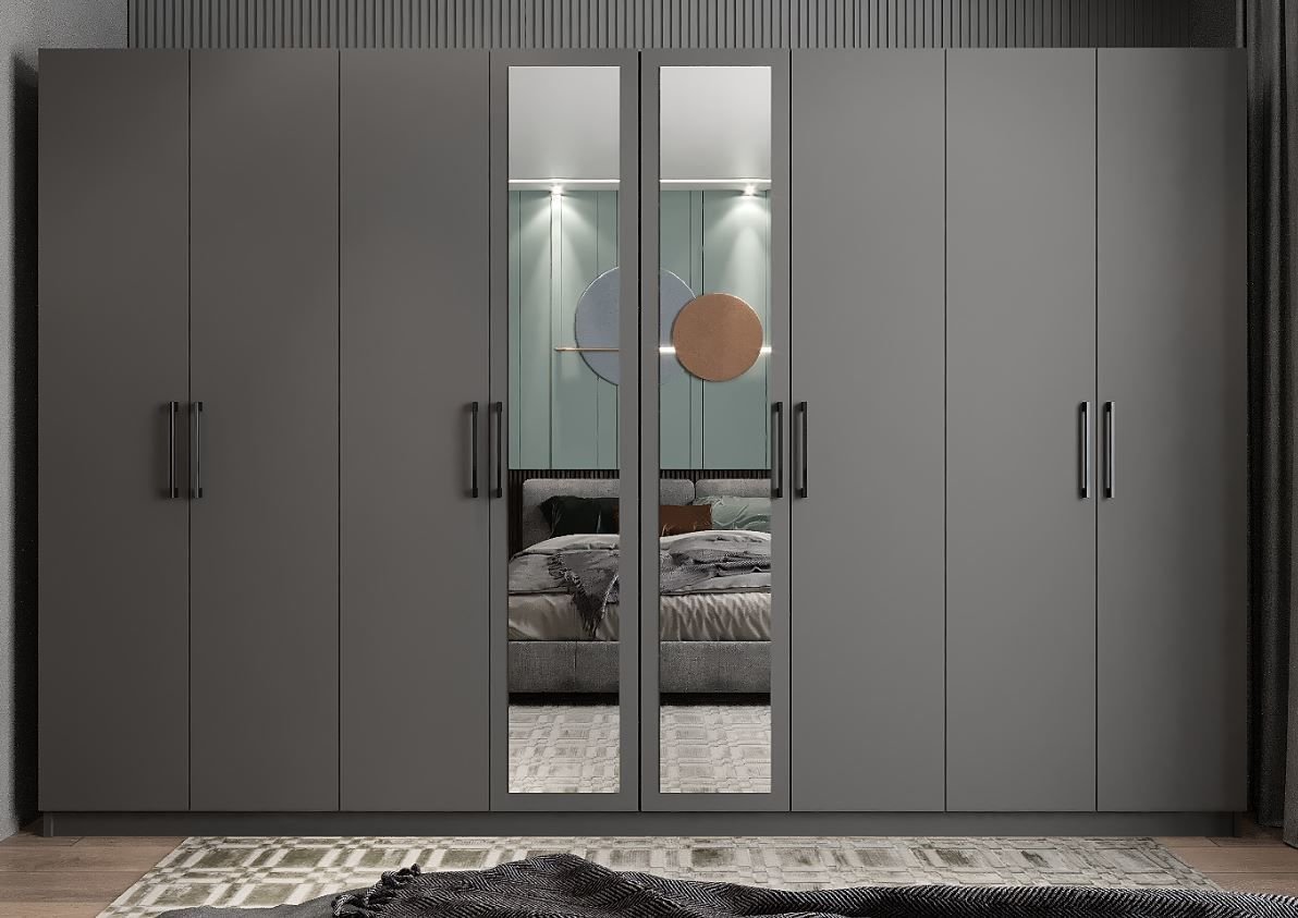 Padova 8 Kapaklı Dolap Gardırop Füme - Ücretsiz Kurulum