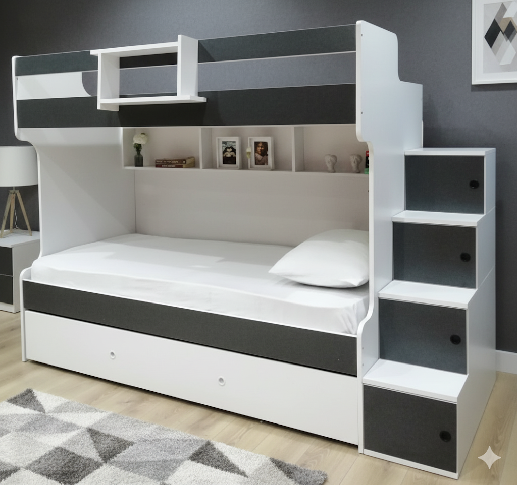 Sardunya Tamamı Mdf Yavrulu Seyyar Merdivenli Ranza Montaj Dahil AB