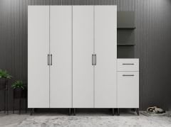 Begonya Portmanto Vestiyer Ayakkabılık Füme Beyaz - Ücretsiz Kurulum