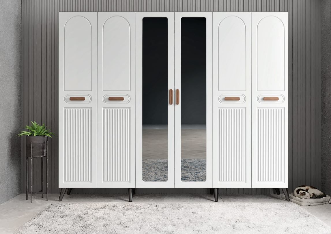 Letto Membran 6 Kapaklı Portmanto Vestiyer Montaj Dahil - Füme Beyaz