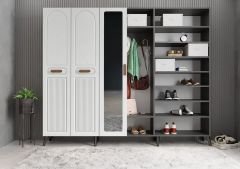 Letto Membran 6 Kapaklı Portmanto Vestiyer Montaj Dahil - Füme Beyaz