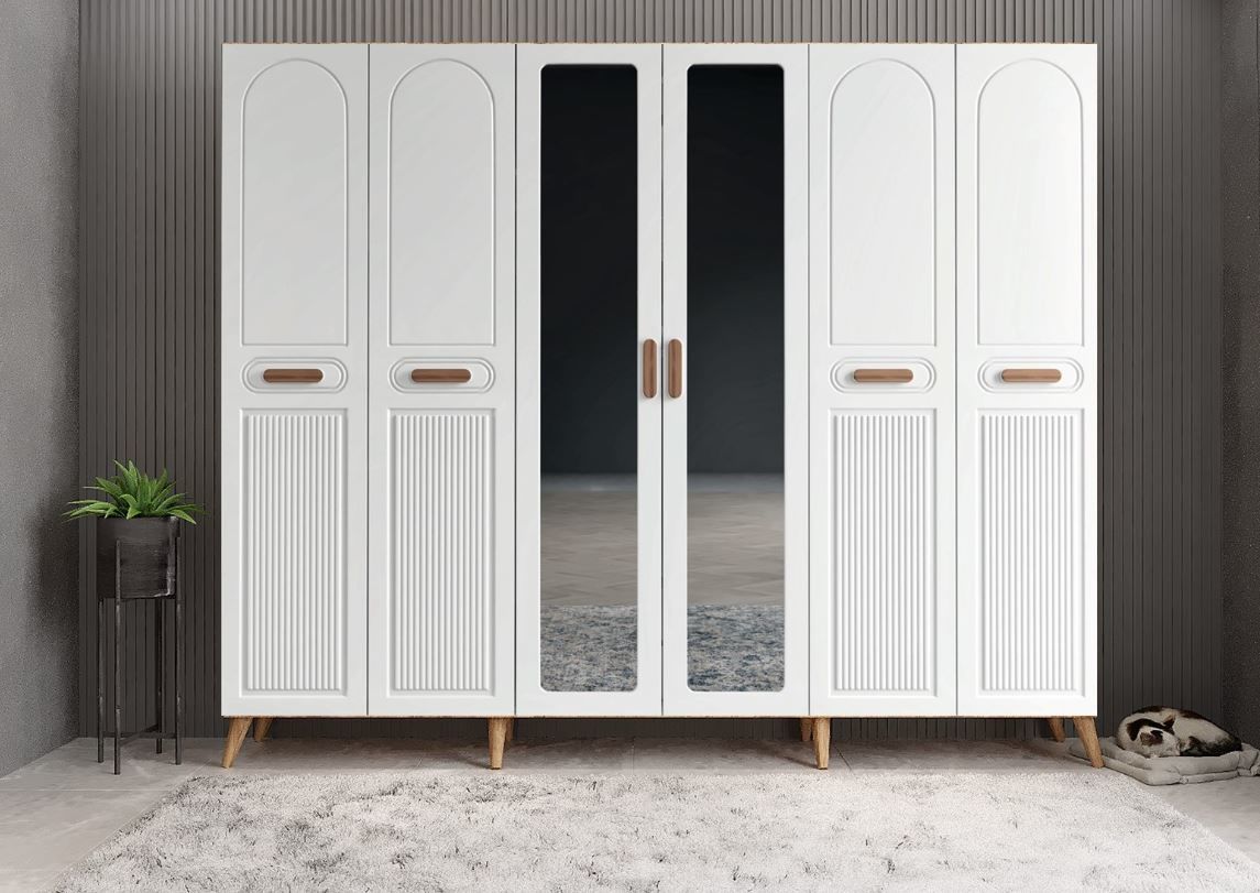 Letto Membran 6 Kapaklı Portmanto Vestiyer Montaj Dahil - Çam Beyaz