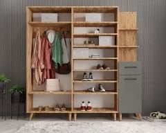 Begonya Portmanto Vestiyer Ayakkabılık Çam Füme - Ücretsiz Kurulum