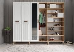 Letto Membran 6 Kapaklı Portmanto Vestiyer Montaj Dahil - Meşe Beyaz