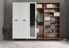 Letto Membran 6 Kapaklı Portmanto Vestiyer Montaj Dahil - Ceviz Beyaz