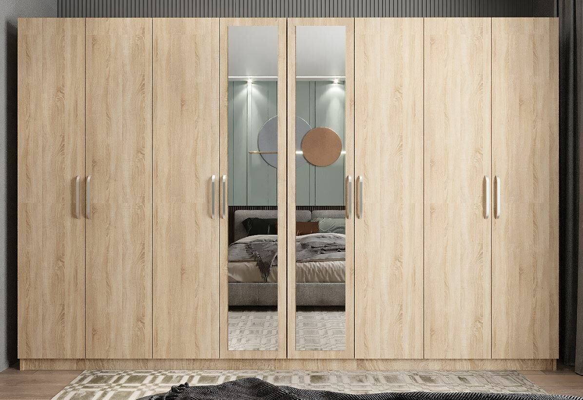 Padova 8 Kapaklı Dolap Gardırop Meşe - Ücretsiz Kurulum